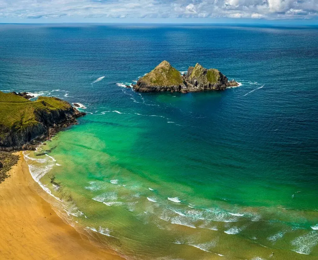 Aerial photograph of Holywell Bay Beach, near Newquay, Cornwall