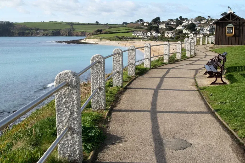 Looking along the path to Gyllyngvase Beach, Falmouth, Cornwall