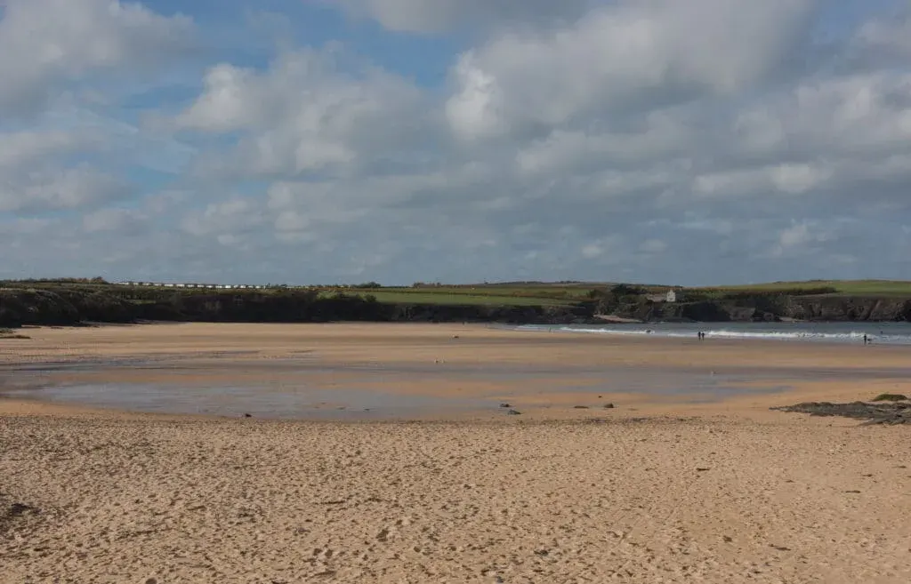 The popular surfing beach of Harlyn Bay, near Padstow, Cornwall