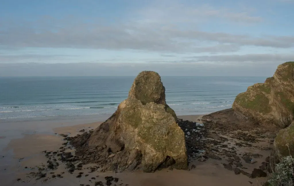 Flory Island (also known as Black Humphrey Rock) at Whipsiderry Beach, Cornwall
