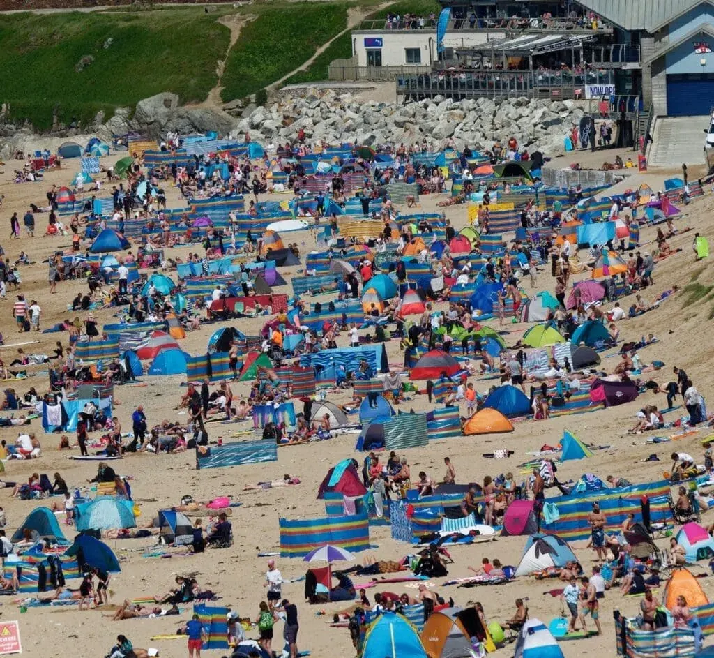 Perranporth Beach in high season