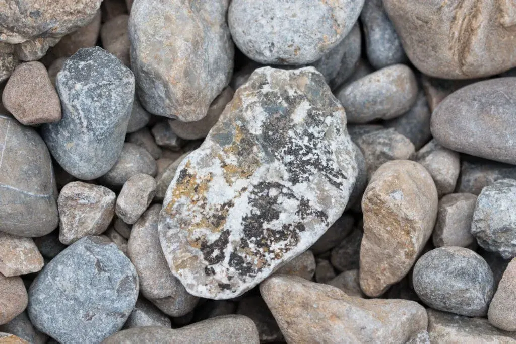 A collection of stones of different sizes found at Fistral Beach, Cornwall