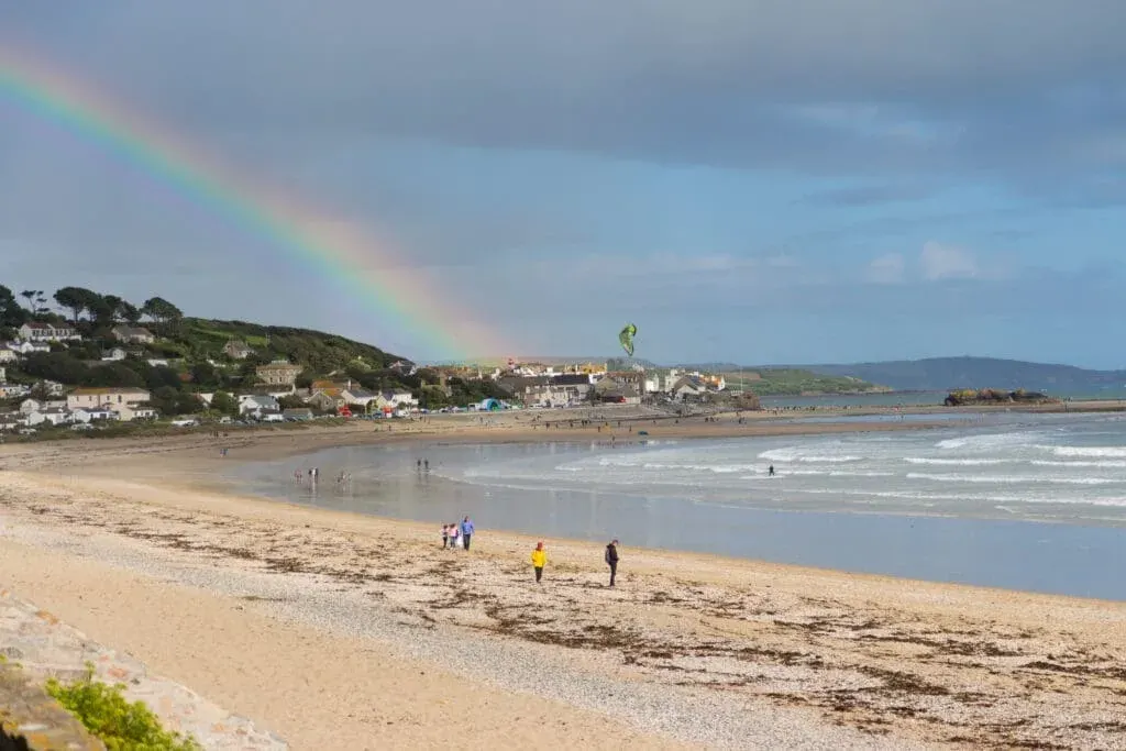 A rainbow captured on Marazion Beach, near Penzance, Cornwall