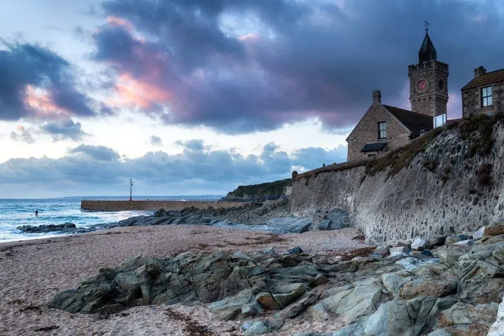 Sunset at Porthleven Beach ,near Helston, in Cornwall