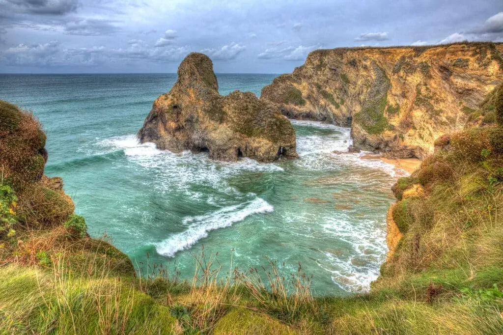 Whipsiderry Beach and cove (near Trevelgue Head), Newquay, Cornwall
