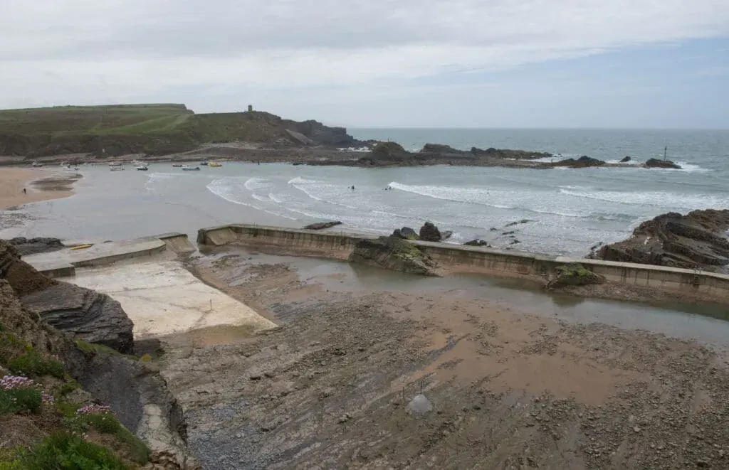 The man-made tidal seawater swimming pool on Summerleaze Beach, Bude, Cornwall