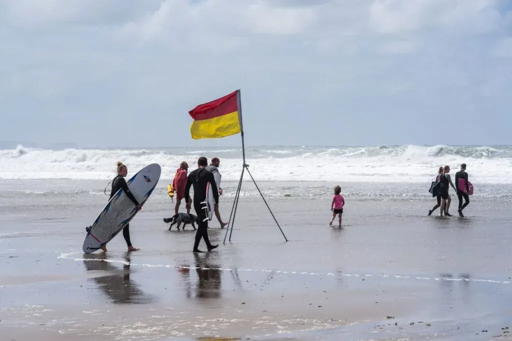 A RNLI lifeguard post on Summerleaze Beach, Bude, Cornwall