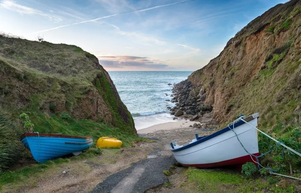 Dusk at Porthgwarra Cove in summer, Cornwall