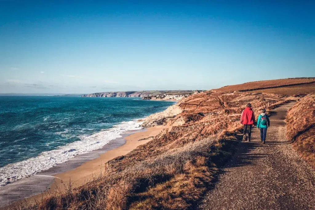 Walking on the coast,path near Porthleven Beach, west Cornwall