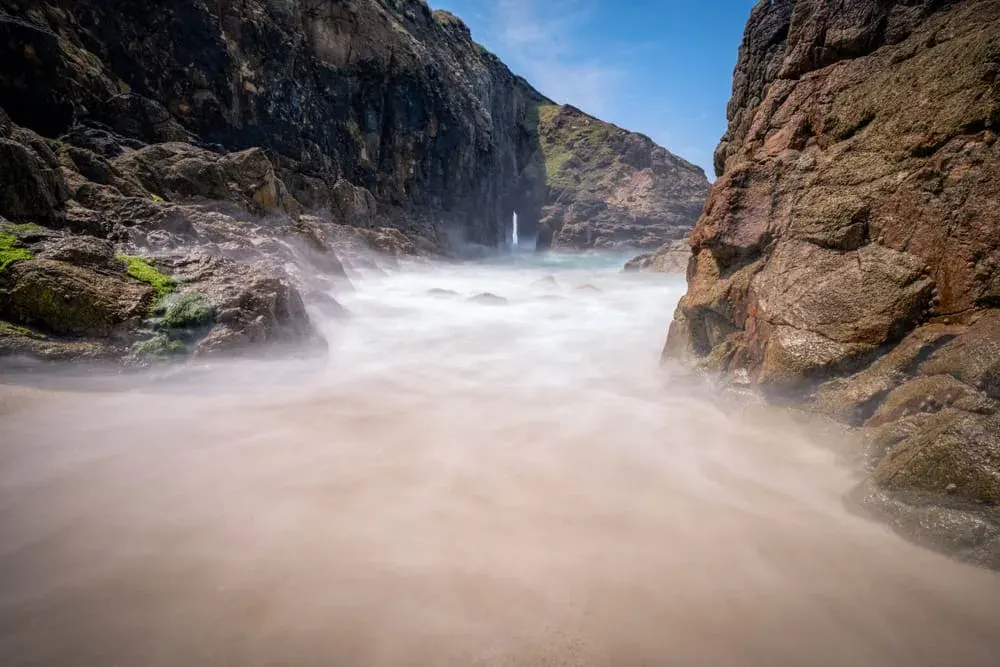 The sandy beach at Nanjizal Beach (Mill Bay), Cornwall