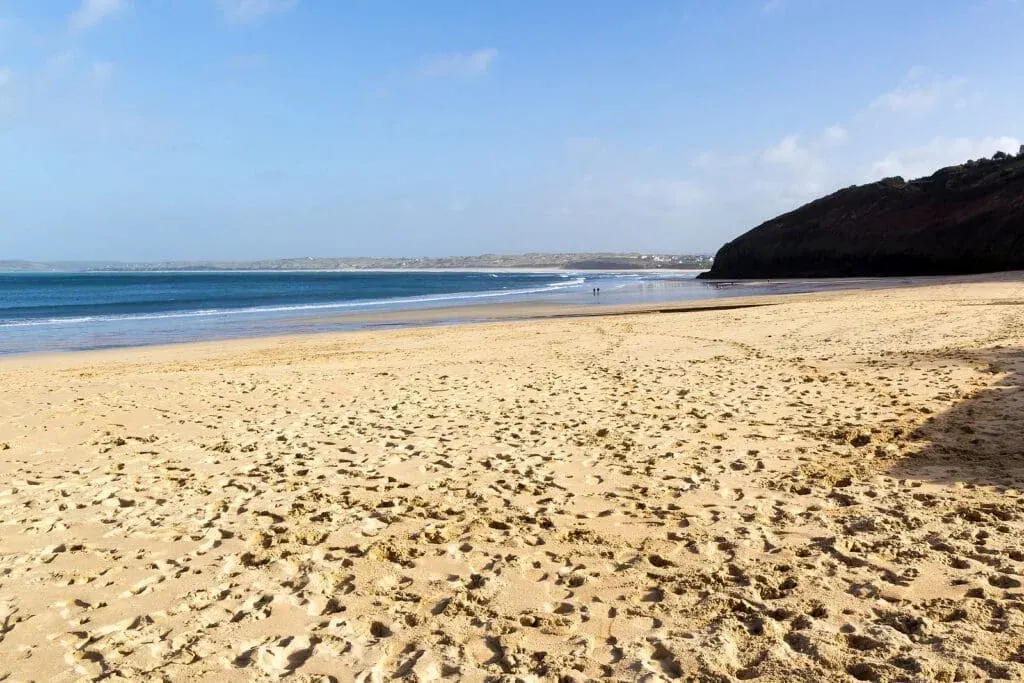 The golden sand at Carbis Bay Beach in Cornwall