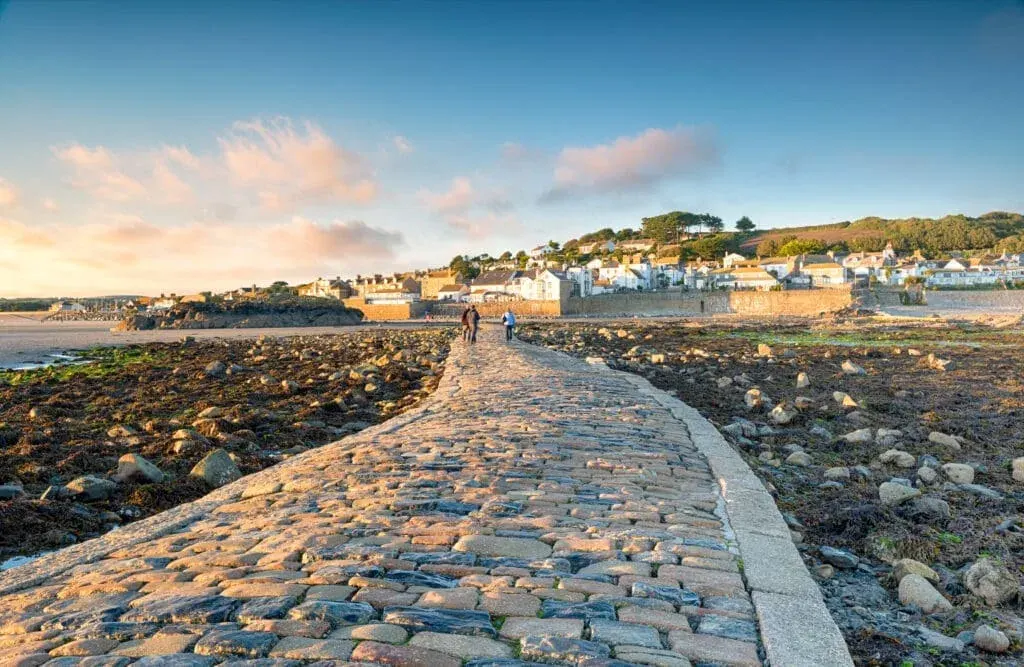 The pathway which connects Marazion Beach with St Michael’s Mount, Penzance, Cornwall