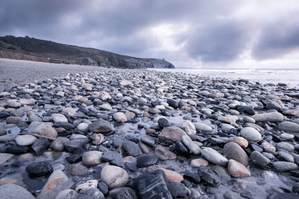 Praa Sands Beach during a stormy autumnal sunset